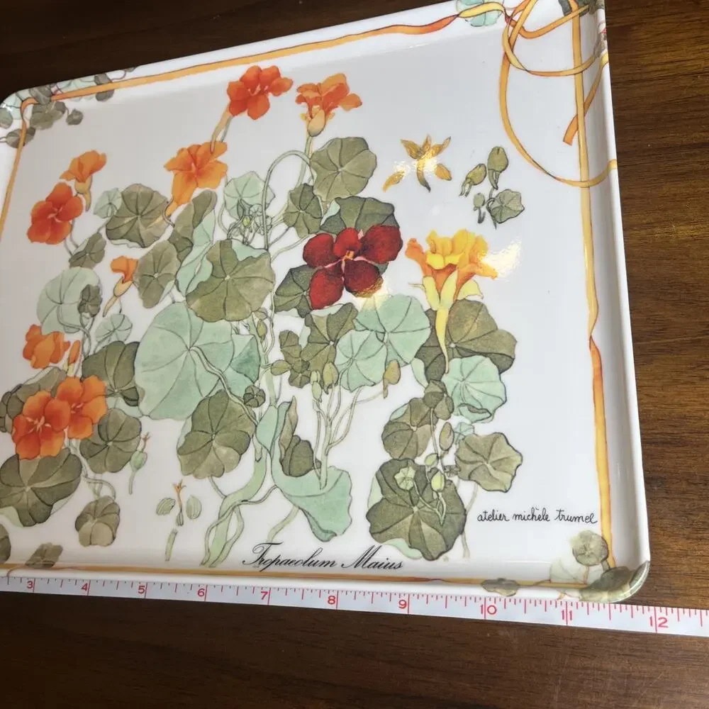 Atelier Michele Trumel, RD Imports Italy Melamine Trinket Tray Nasturtium Floral